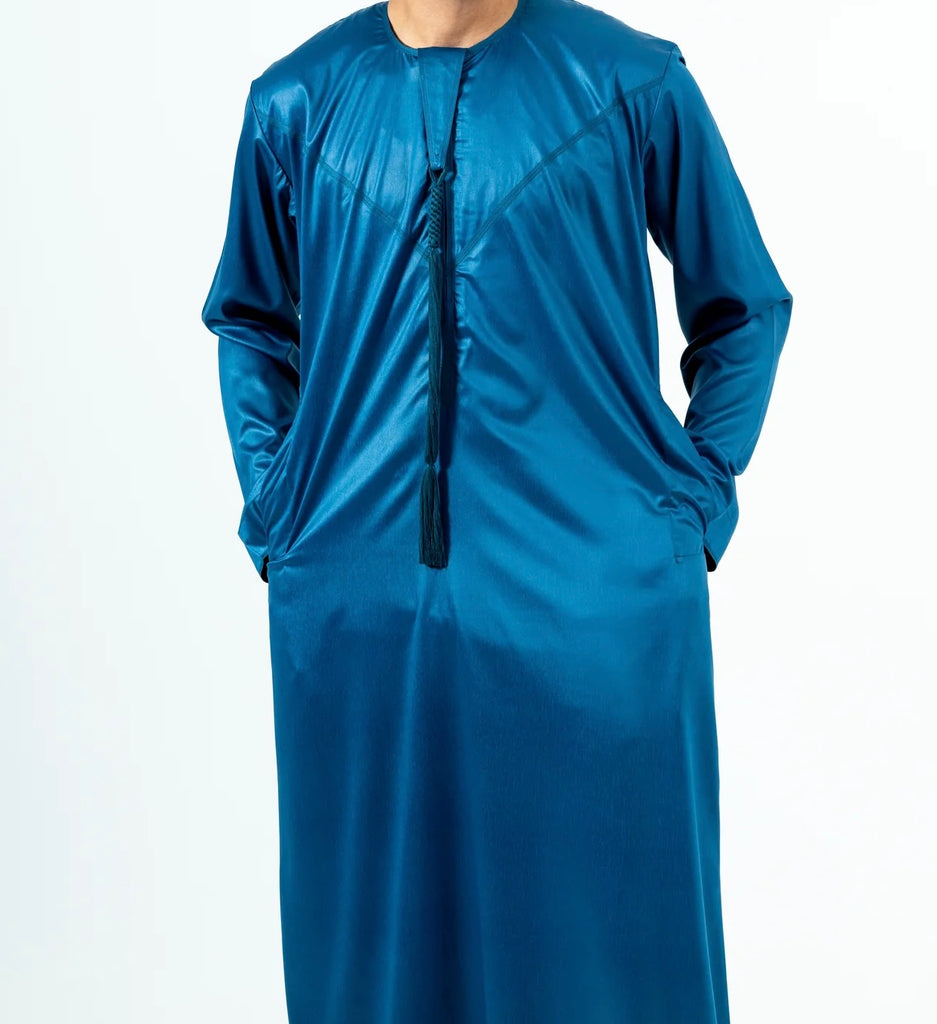 Ocean / Turquoise Shiny Emirati Thobe | Jubba | Kandura - Madyna