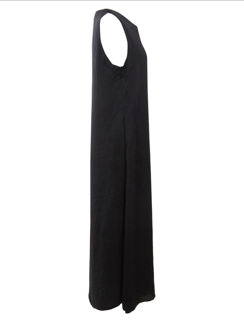 Black Simple Plain Sleeveless Abaya inner slip dress Kaftan Maxi - Madyna