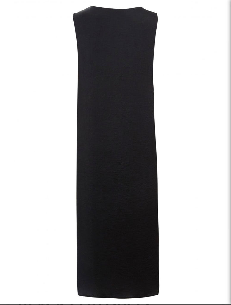 Black Simple Plain Sleeveless Abaya inner slip dress Kaftan Maxi - Madyna