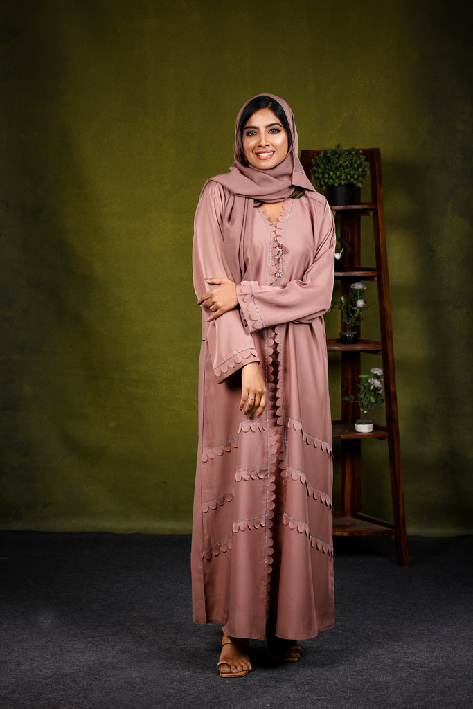 Marwa Blush Pink Layered Dubai Abaya | Dress Robe - Madyna