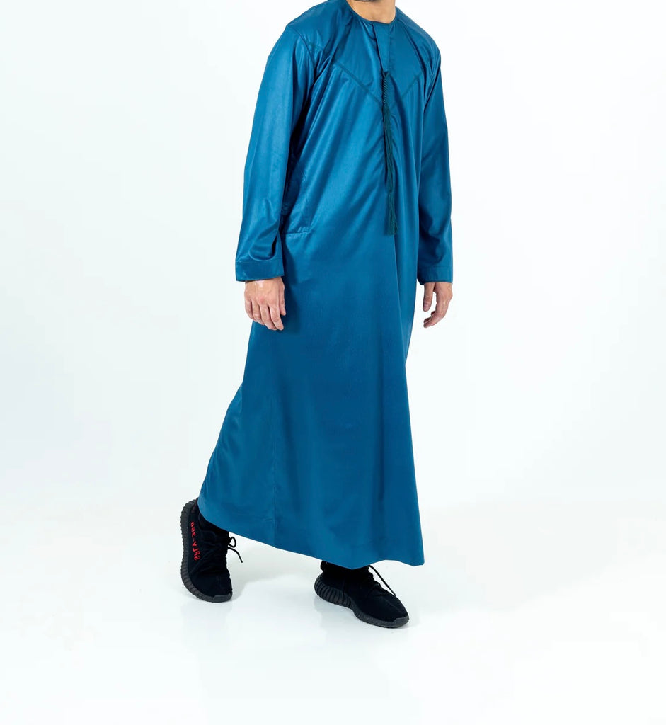 Ocean / Turquoise Shiny Emirati Thobe | Jubba | Kandura - Madyna