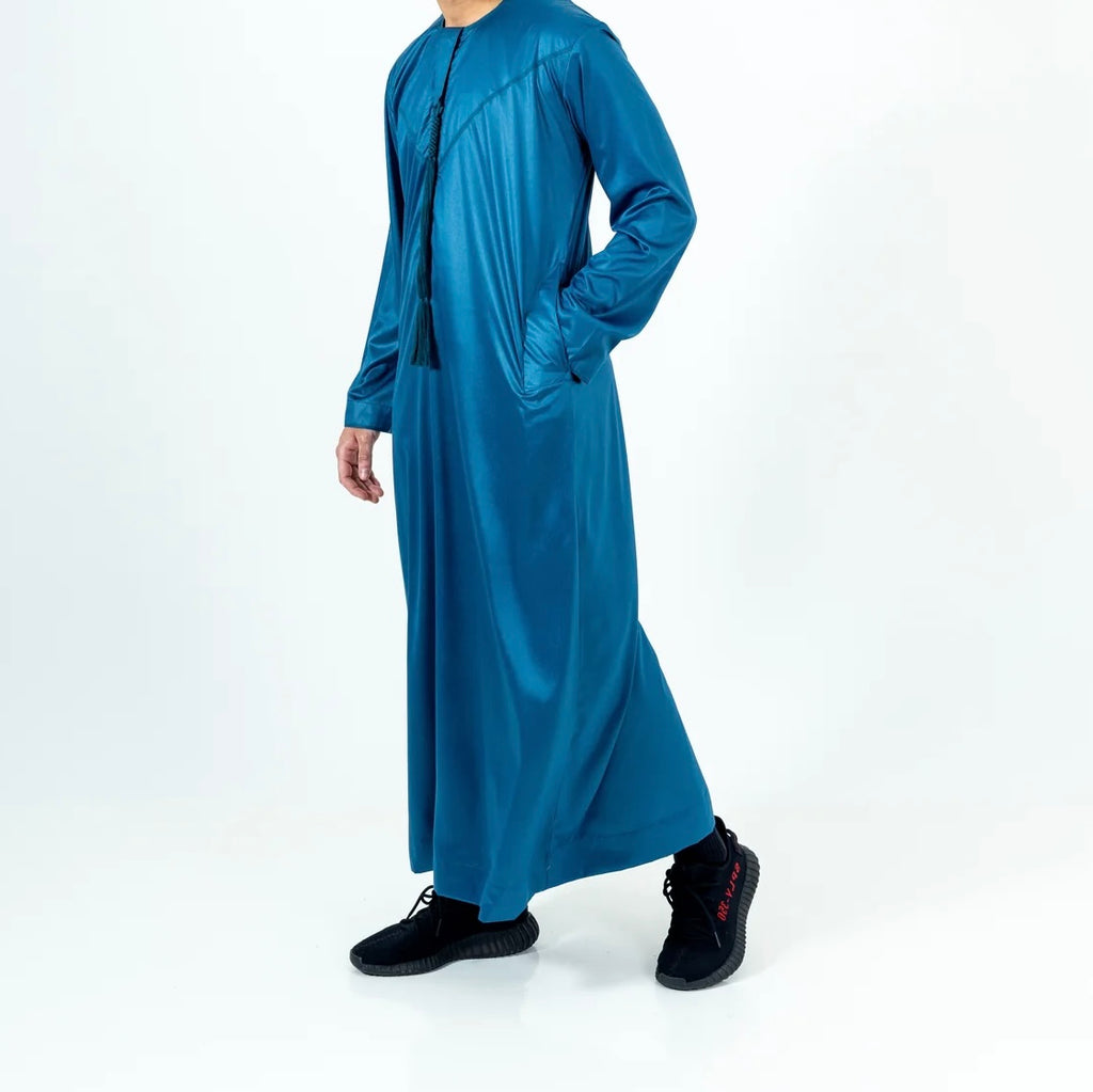 Ocean / Turquoise Shiny Emirati Thobe | Jubba | Kandura - Madyna