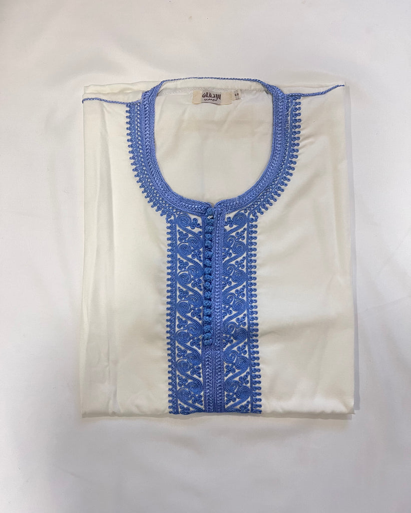 Premium Moroccan Half Sleeve Thobe Jubba with Neck Embroidery Size 60 - Madyna