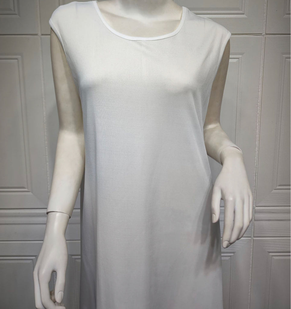 White Simple Plain Sleeveless Abaya inner slip dress Kaftan Maxi - Madyna