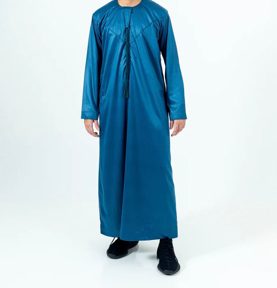 Ocean / Turquoise Shiny Emirati Thobe | Jubba | Kandura - Madyna