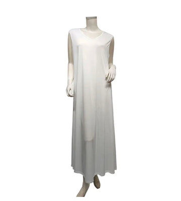 White Simple Plain Sleeveless Abaya inner slip dress Kaftan Maxi - Madyna