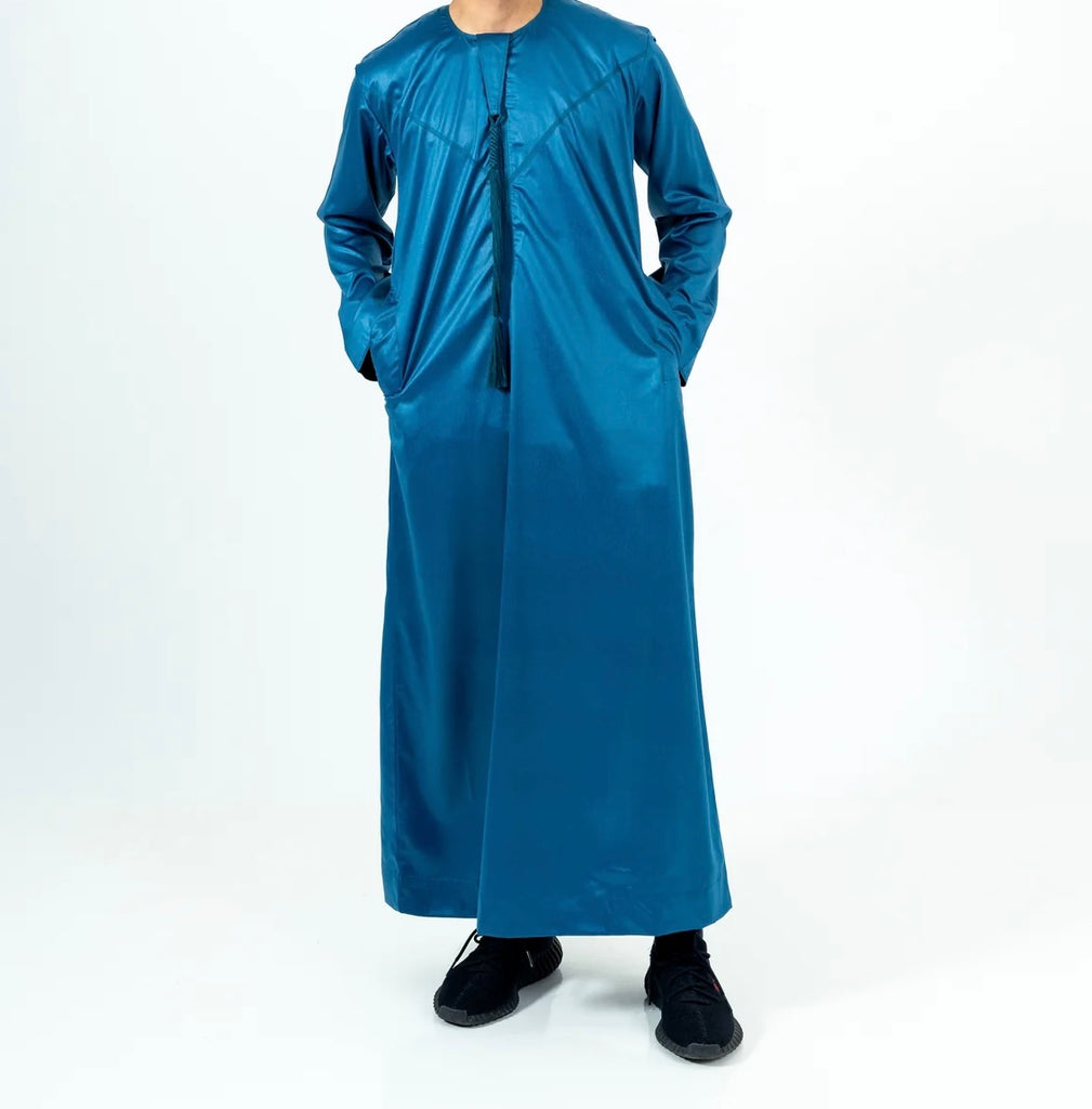 Ocean / Turquoise Shiny Emirati Thobe | Jubba | Kandura - Madyna