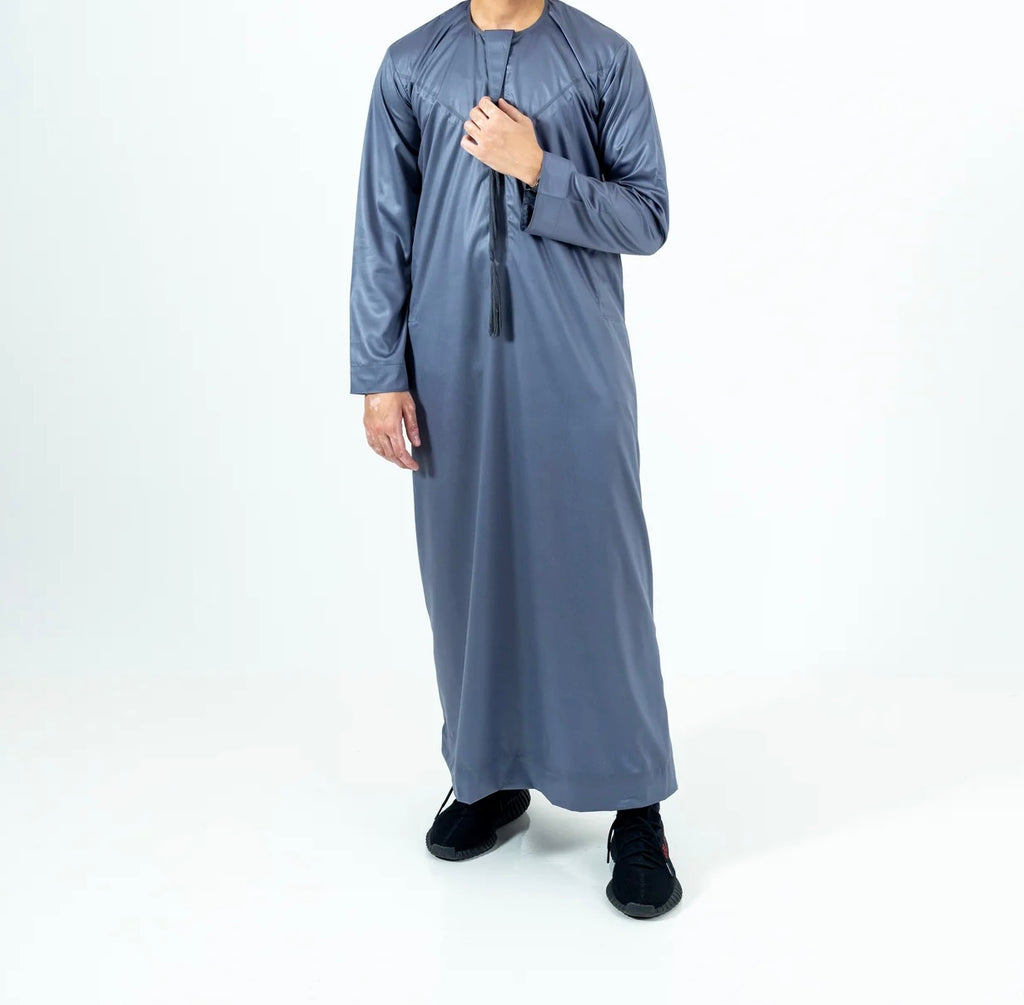 Grey Shiny Emirati Thobe | Jubba | Kandura - Madyna