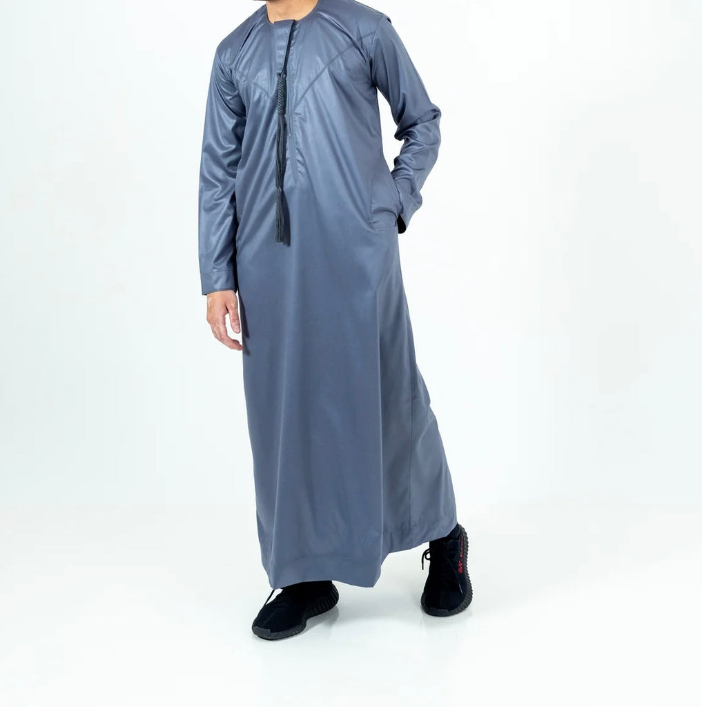 Grey Shiny Emirati Thobe | Jubba | Kandura - Madyna