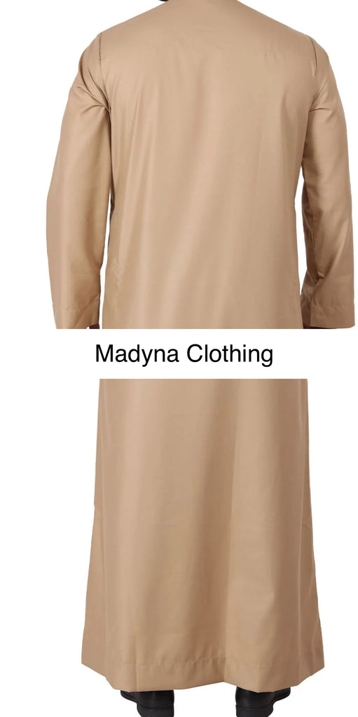 Men’s Sand / Golden Omani Style Emirati Thobe Kandura Jubba (without Tassel) - Madyna
