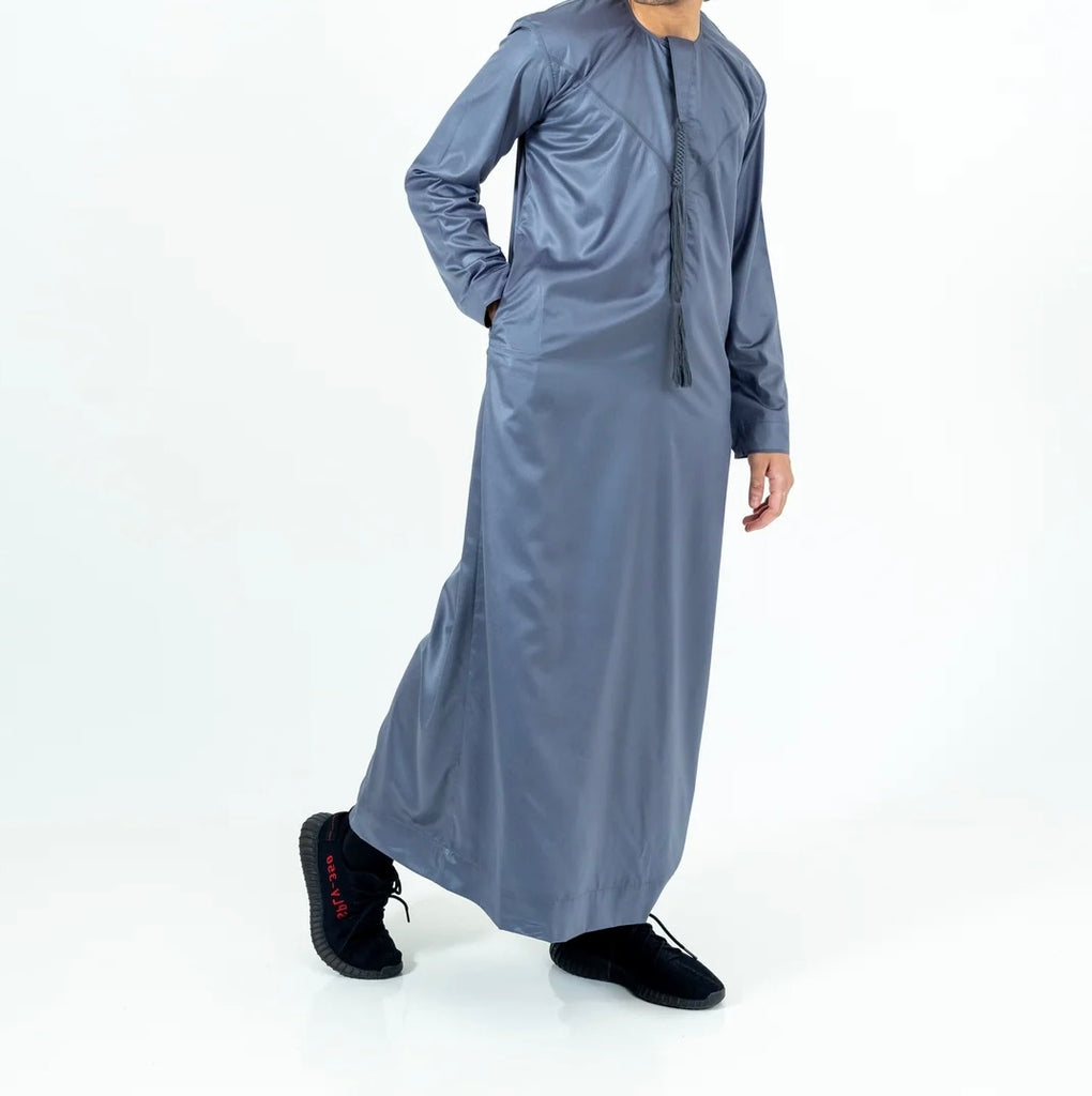 Grey Shiny Emirati Thobe | Jubba | Kandura - Madyna