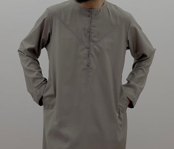 Stone / Beige Premium Emirati Thobe | Jubba | Kandura with removable tassel - Madyna
