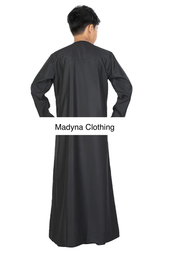 Boy’s Black Omani Style Thobe | Jubba | Kandura - Madyna