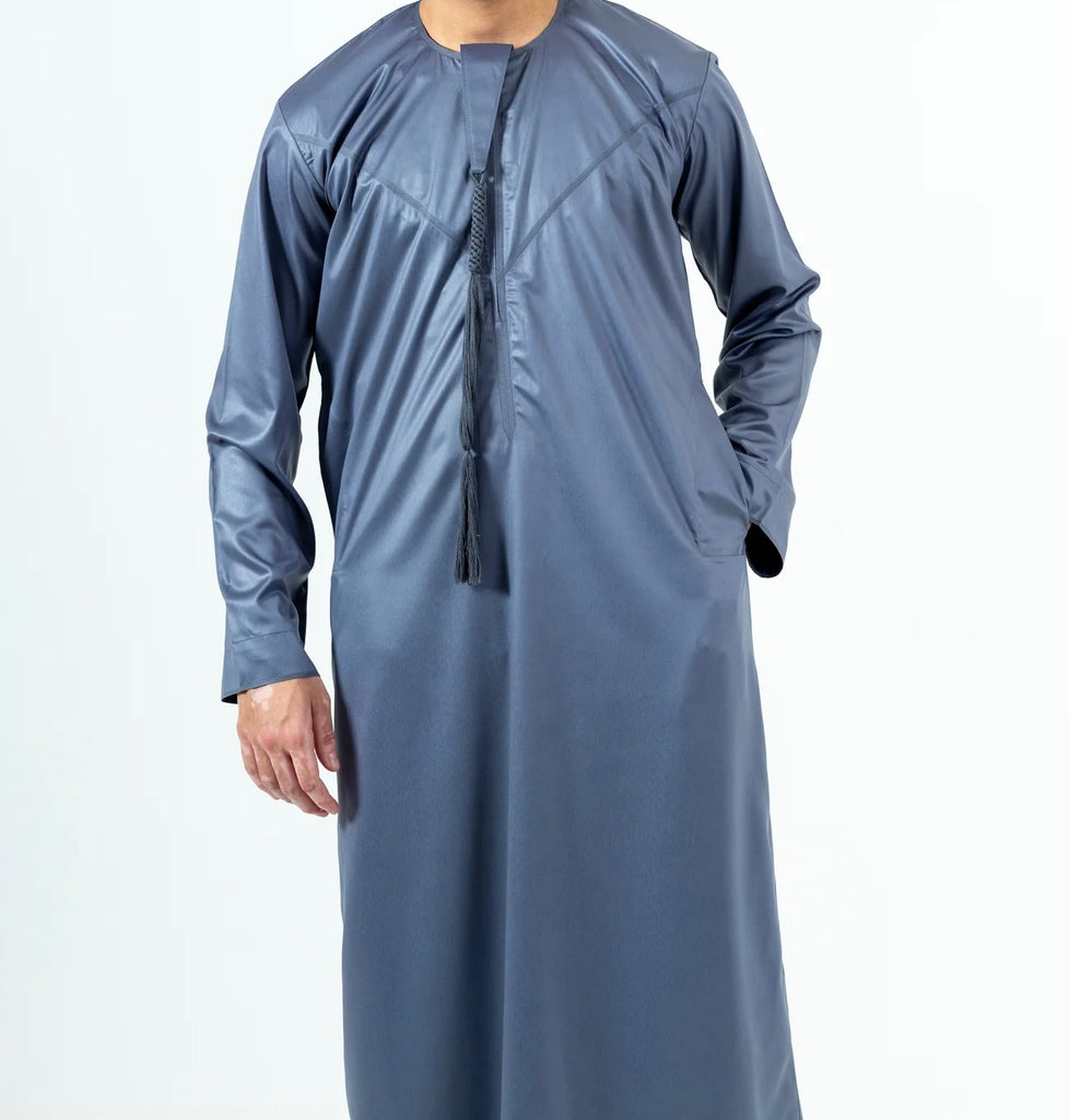 Grey Shiny Emirati Thobe | Jubba | Kandura - Madyna