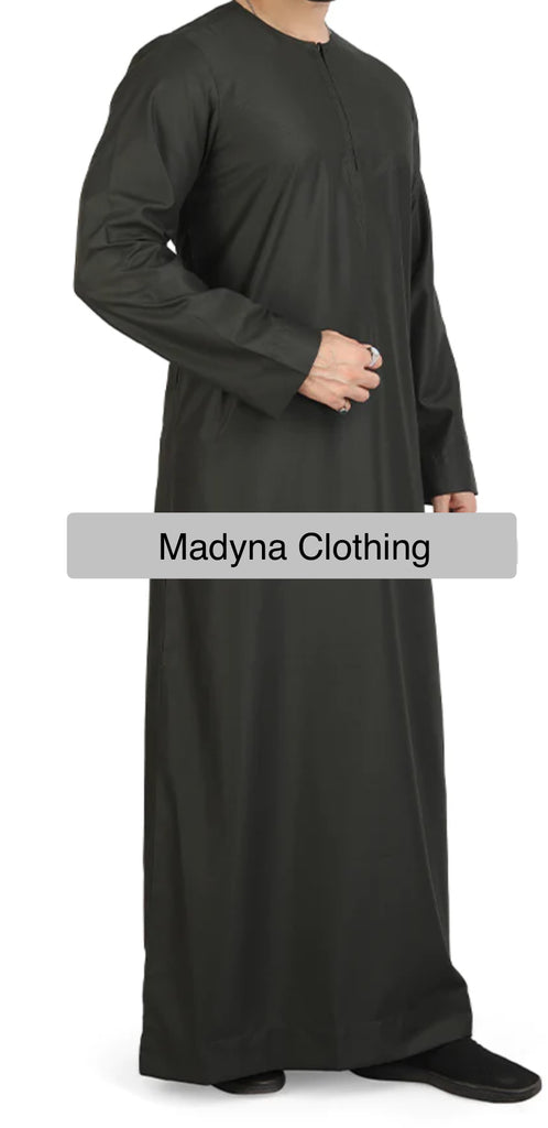 Men’s Khaki Omani Style Emirati Thobe | Jubba | Kandura - Madyna