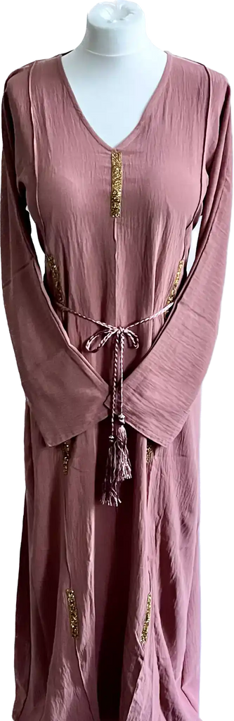 Hiba Pink / Beige / Black Abaya- Closed Maxi Dress - Madyna