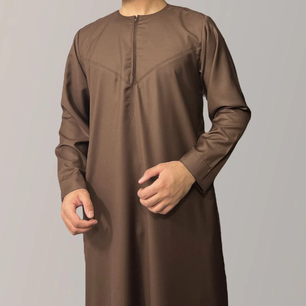 Brown Simple Emirati / Omani Thobe | Jubba | Kandura - Madyna