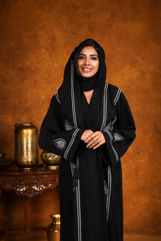 Safa Abaya Dress Design Arabic Long Robe Black / Maroon - Madyna