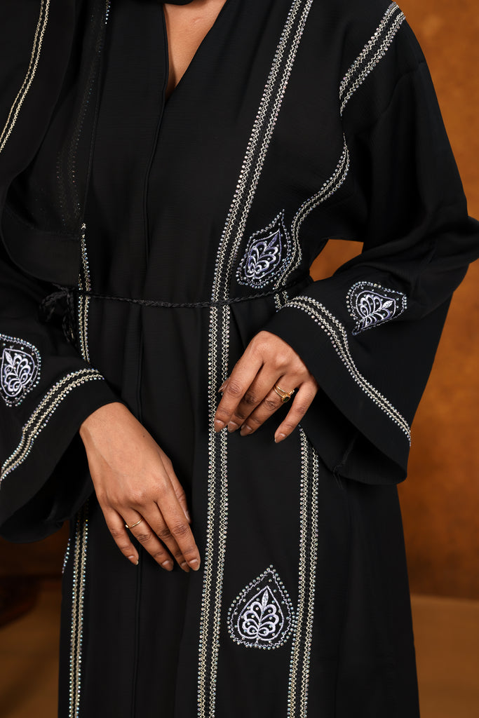 Safa Abaya Dress Design Arabic Long Robe Black / Maroon - Madyna