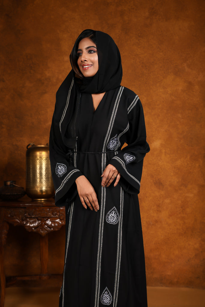 Safa Abaya Dress Design Arabic Long Robe Black / Maroon - Madyna