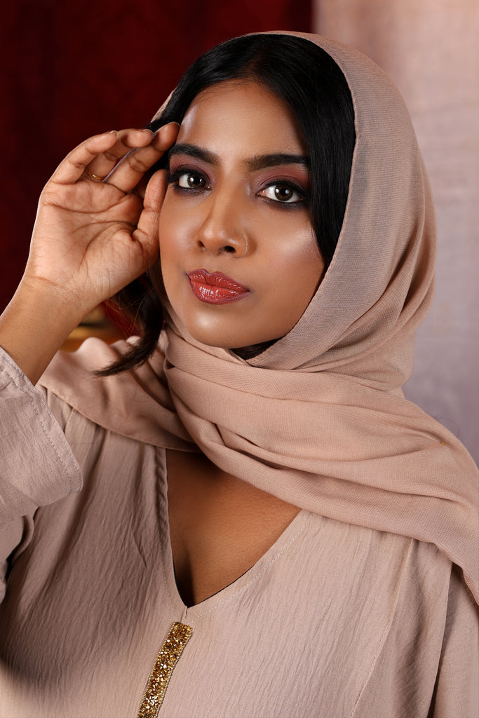 Hiba Pink / Beige / Black Abaya- Closed Maxi Dress - Madyna