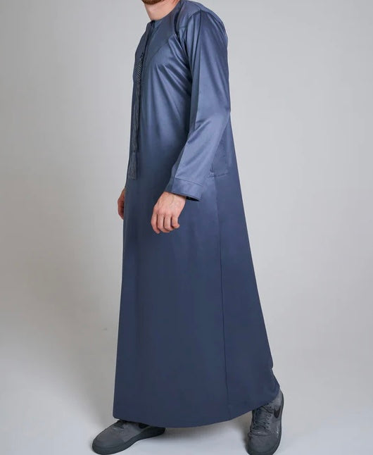 Royal Blue Shiny Emirati Thobe | Jubba | Kandura - Madyna