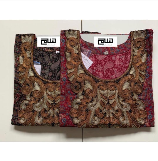 Premium Multi Color Finest Nida Fabric, Closed Kaftan/ maxi dress, Neck Embroidery. - Madyna