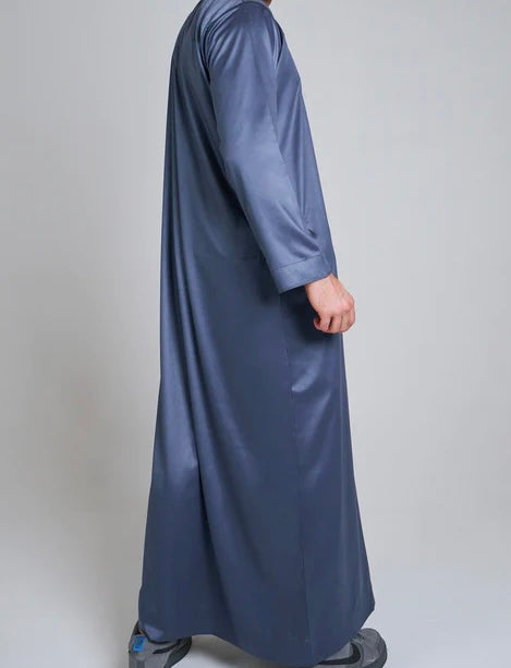 Royal Blue Shiny Emirati Thobe | Jubba | Kandura - Madyna