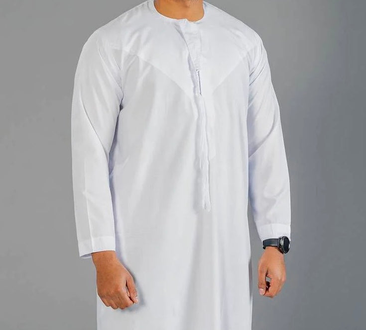 White Simple Emirati Thobe | Jubba | Kandura - Madyna