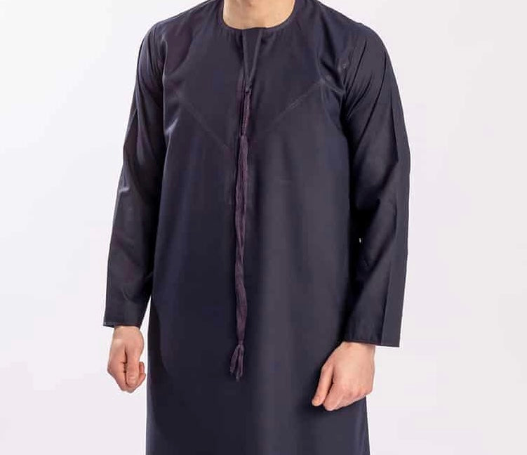 Navy Blue Simple Emirati Thobe | Jubba | Kandura - Madyna