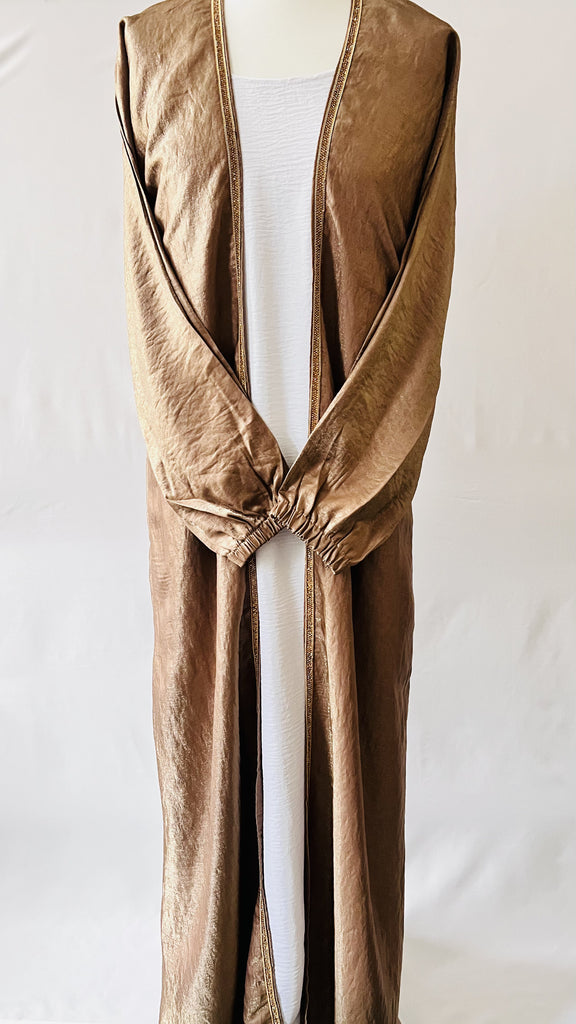 Haya Gold with White Inner Luxury Exclusive Abaya Elastic Sleeves - Madyna