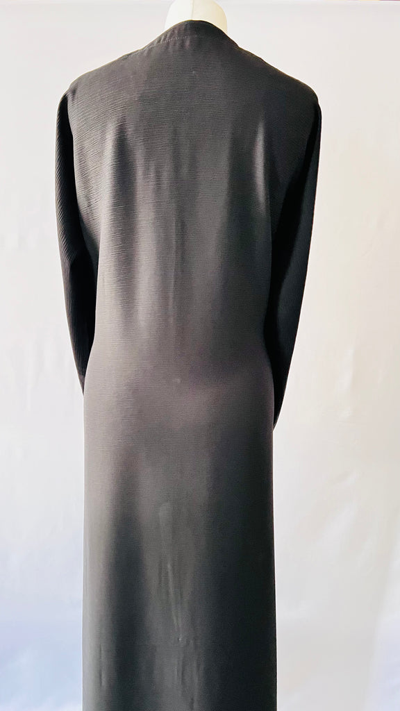 Farah Black Button Detail Front Closed Abaya Comfort Fit - Madyna