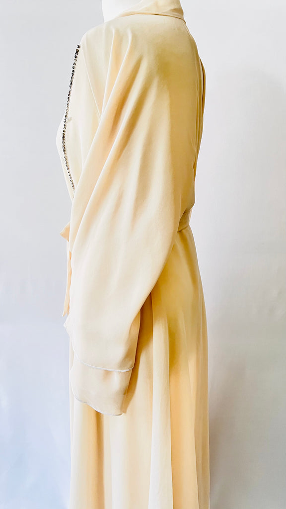Beige / Cream Double Layered Abaya | Dress Beautiful Exclusive Design - Madyna