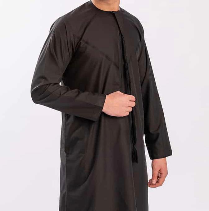 Black Simple Emirati Thobe | Jubba | Kandura (Removable Tassel) - Madyna