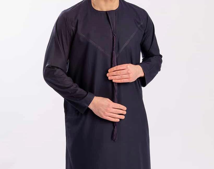 Navy Blue Simple Emirati Thobe | Jubba | Kandura - Madyna