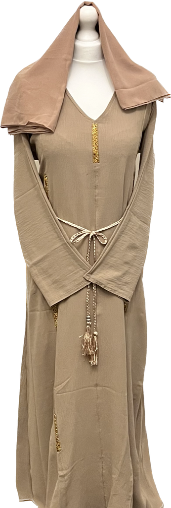 Hiba Pink / Beige / Black Abaya- Closed Maxi Dress - Madyna