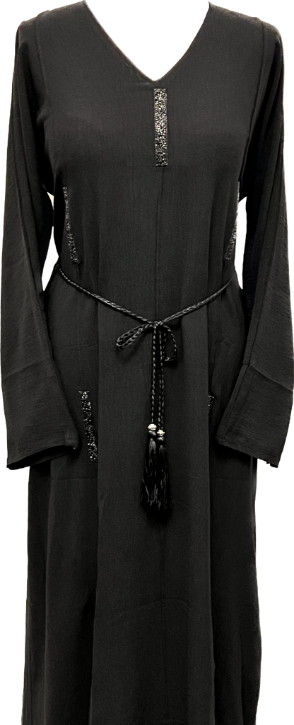 Hiba Pink / Beige / Black Abaya- Closed Maxi Dress - Madyna